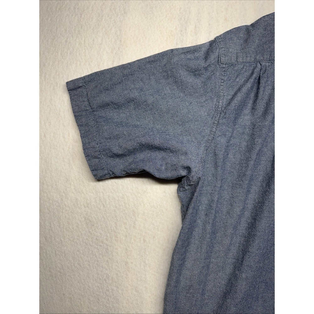 Wrangler Mens Blue Chambray Short Sleeve Button Down Shirt 2XL Cotton Workwear - Picture 6 of 14